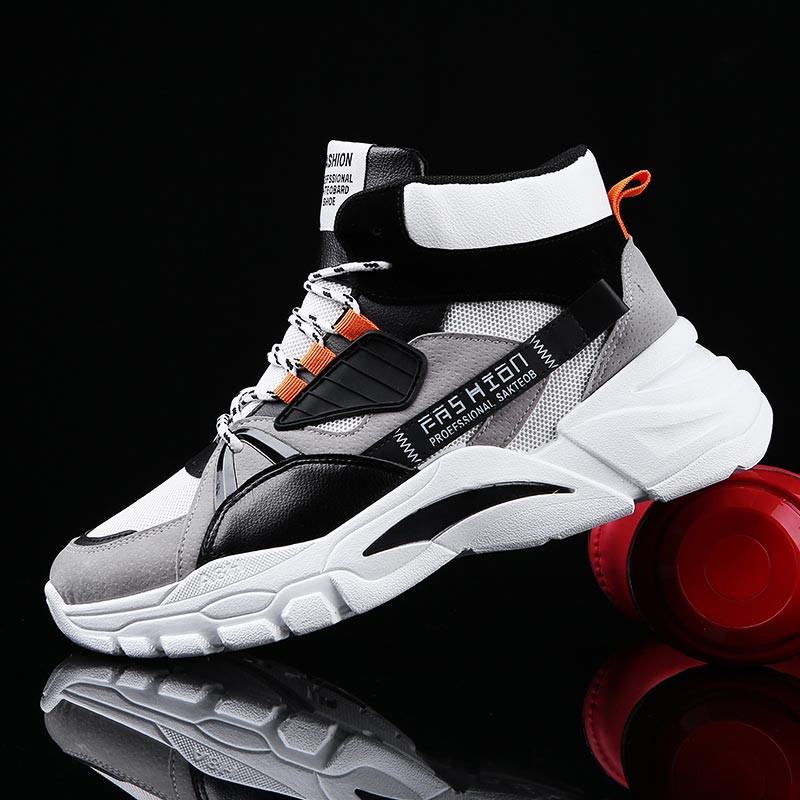 Yoga Fitness Fit Club - Hightopฤดูร้อนผู้ชายกีฬารองเท้าMan Runningรองเท้าผู้ชายกีฬารองเท้าผู้ชายTop Topรองเท้าผ้าใบบุรุษรองเท้าเทนนิสเดินสีเทาD-421