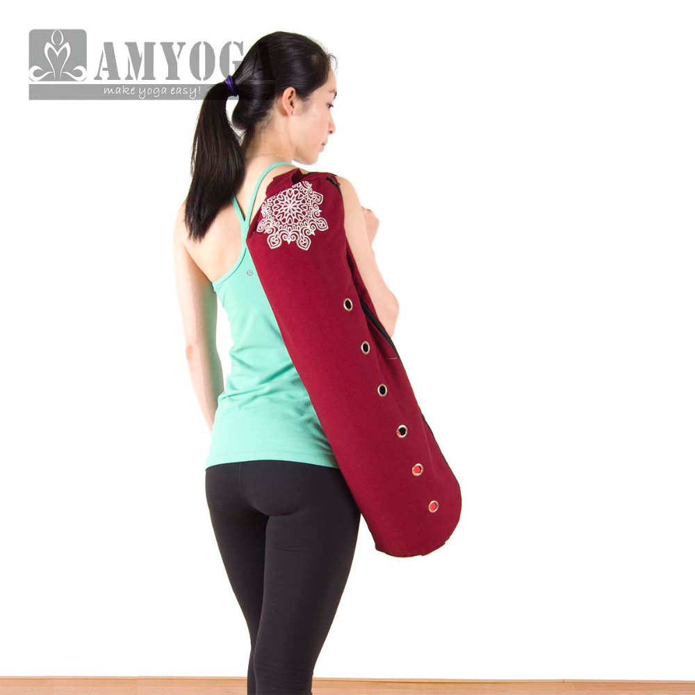 Yoga Fitness Mat - กระเป๋าใส่เสื่อโยคะแบบผ้าแคนวาส กระเป๋าสะพายไหล่เดียวสำหรับใส่เสื่อออกกำลังกาย กระเป๋าเป้สะพายหลังสำหรับฟิตเนสและกีฬา กระเป๋าโยคะสำหรับเสื่อขนาด 6-8 มม.