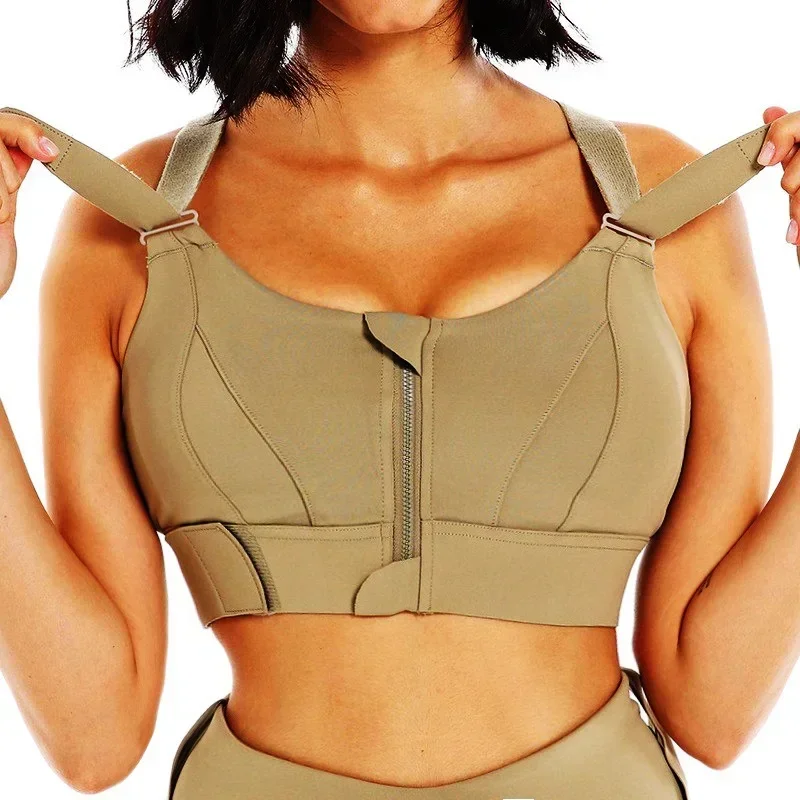 Yoga Fitness Plus - ซิปด้านหน้าผู้หญิงกีฬา Bra High Impact ชุดชั้นในฟิตเนสโยคะเสื้อ PLUS