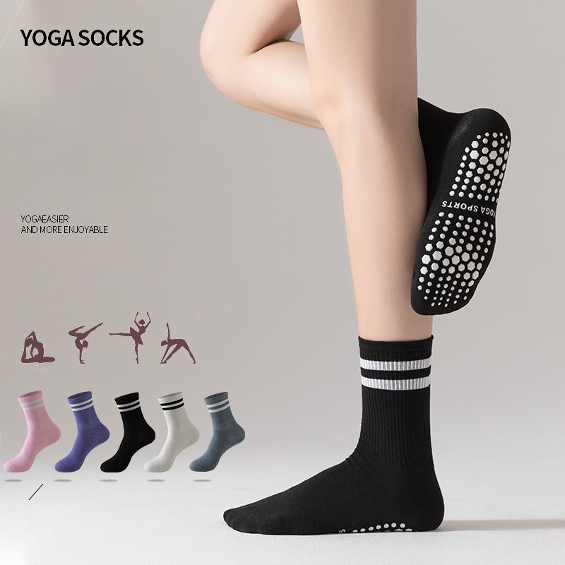Yoga Dance & Fitness Center Llc - ดรีมไลค์ลิน 1 คู่ถุงเท้าโยคะสำหรับผู้หญิงแบบกลางน่อง ถุงเท้ากันลื่น ระบายอากาศได้ดี และซับเหงื่อ
