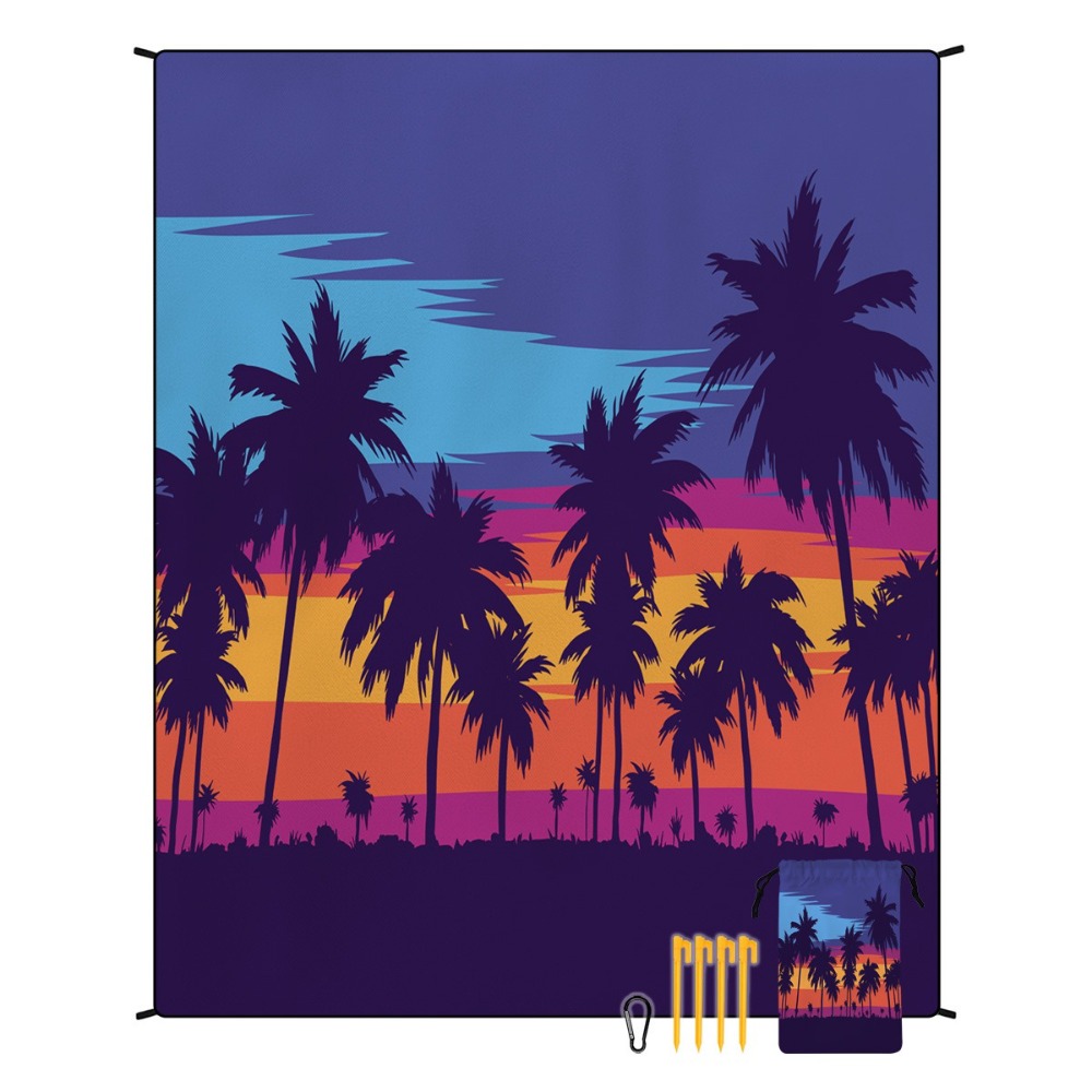 Yoga Fitness Mat - ผ้าขนหนูชายหาดลายต้นปาล์ม 71x86.6 นิ้ว ผ้าปูโยคะ ผ้าห่มปิกนิก ผ้าห่มออกกำลังกาย
