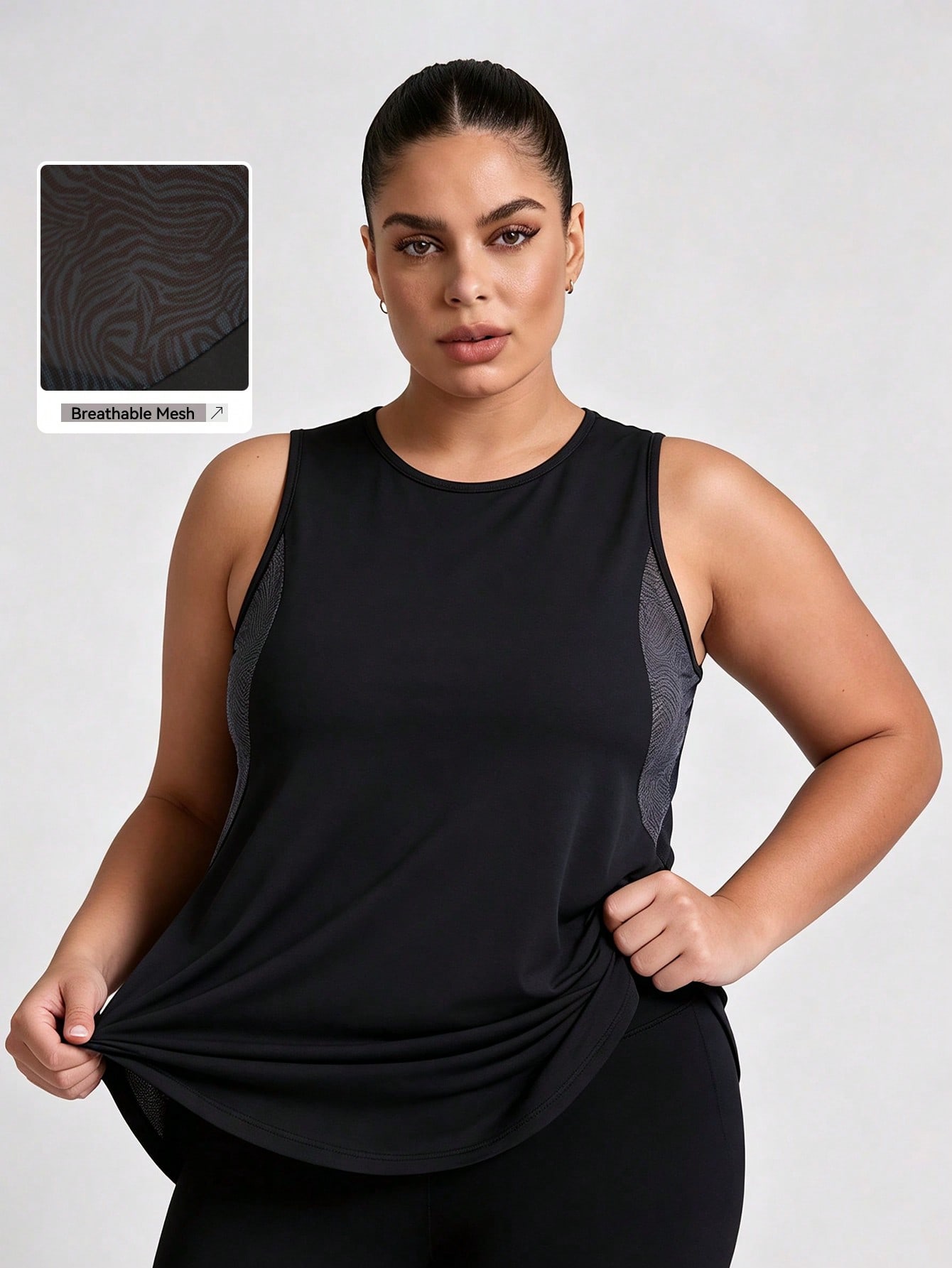 Yoga Fitness Plus - เสื้อกล้ามตาข่ายไซส์ใหญ่สำหรับผู้หญิง ระบายอากาศได้ดี ทรงหลวม เหมาะสำหรับออกกำลังกาย เสื้อโยคะ ซับเหงื่อ