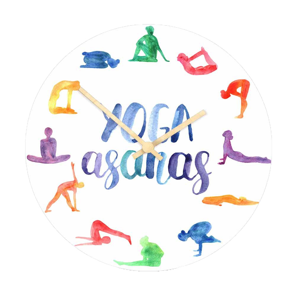 นาฬิกาแขวนผนังลายโยคะสีน้ำ ท่า - Yoga Fitness Studio บทวิจารณ์และราคา