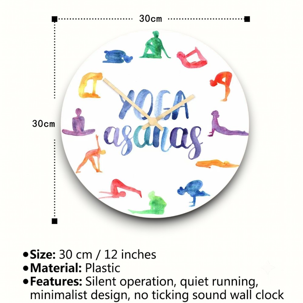 นาฬิกาแขวนผนังลายโยคะสีน้ำ ท่า - Yoga Fitness Studio บทวิจารณ์และราคา