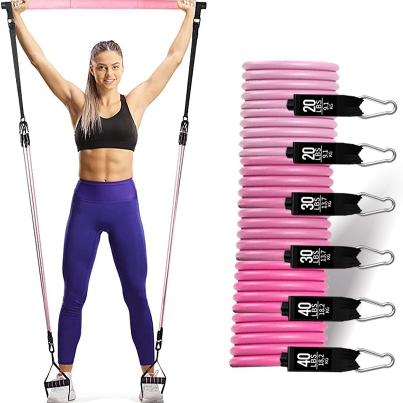 ชุดยางยืดออกกำลังกาย 180 ปอนด์ - Yoga Fitness Bar บทวิจารณ์และราคา