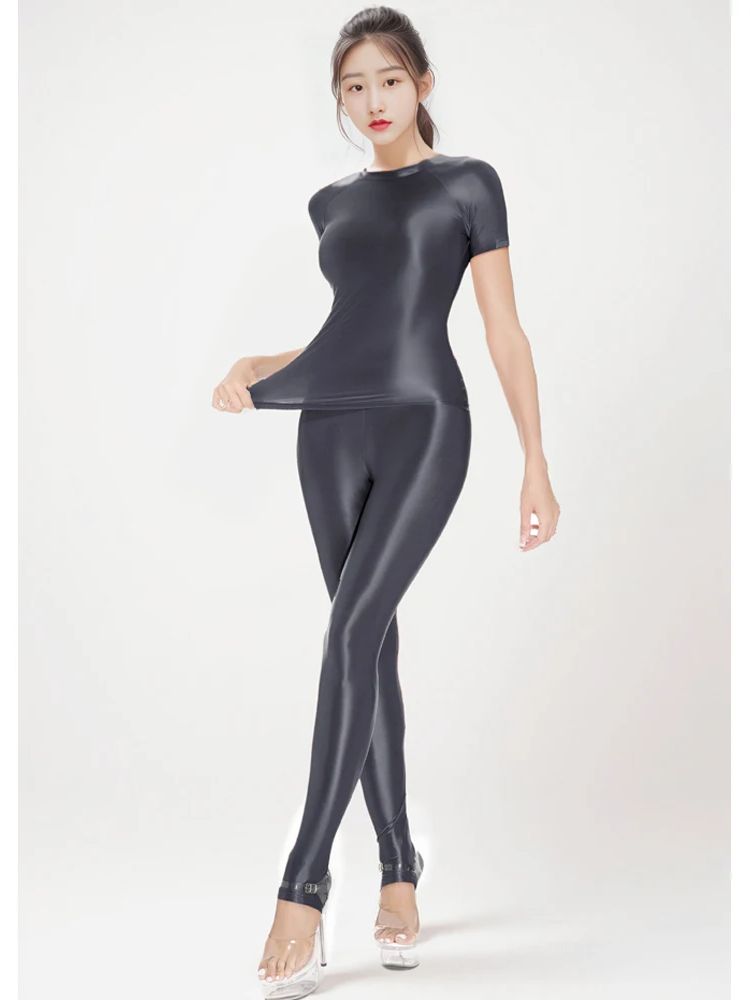 M-XL เคลือบเงายืดหยุ่นแขนสั้นเ - Yoga Fitness Fit Club บทวิจารณ์และราคา