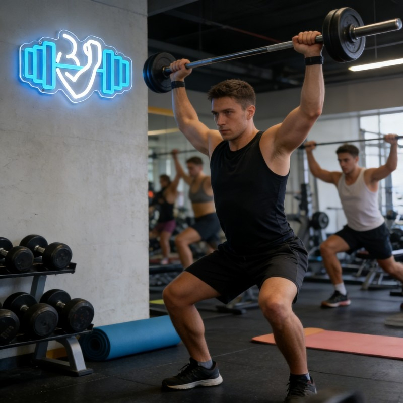 ป้ายไฟนีออนรูปดัมเบลบicep สำหร - Yoga Fitness Studio บทวิจารณ์และราคา