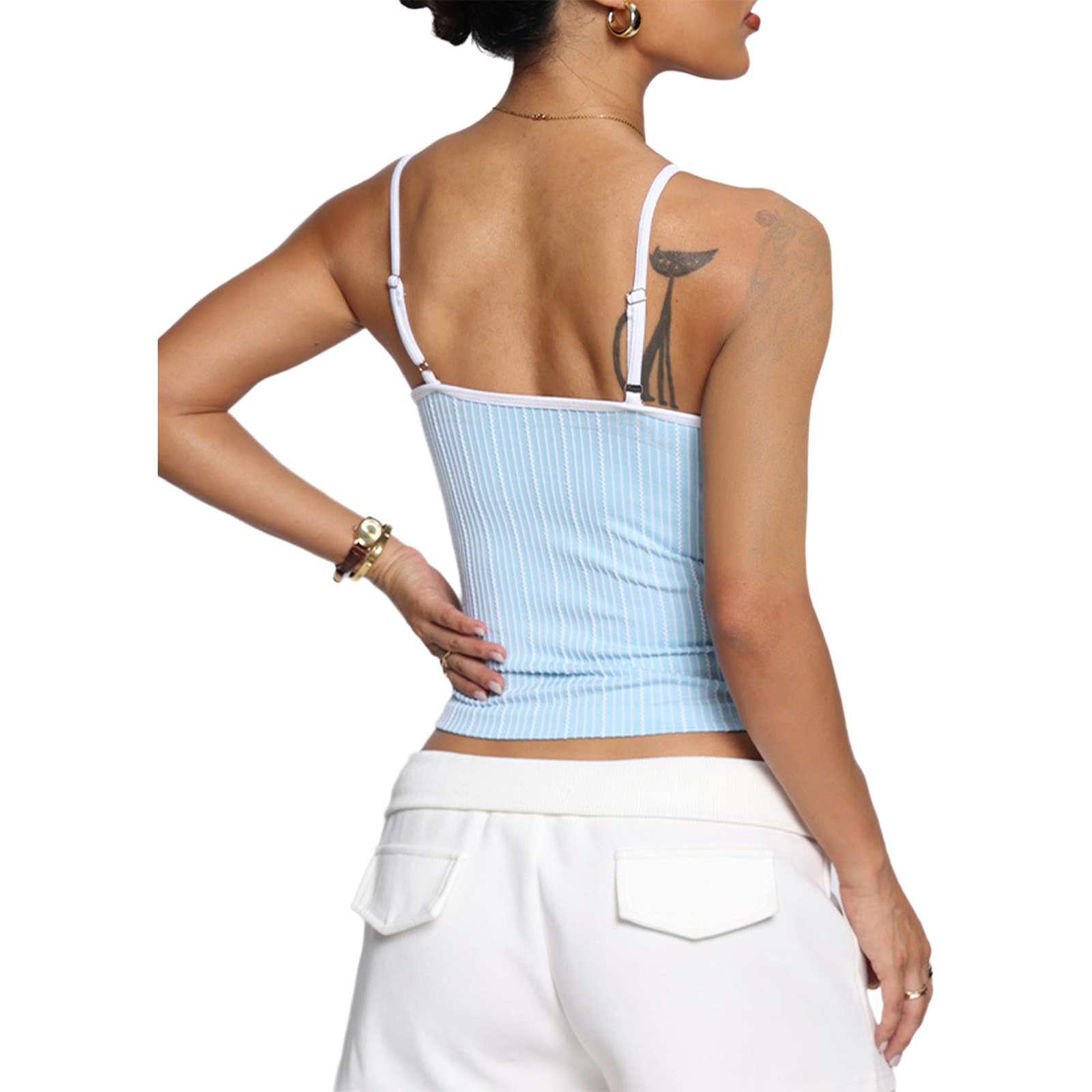 เสื้อกล้ามสตรีแบบคอ U ลายทาง ส - Yoga Daily Fitness บทวิจารณ์และราคา